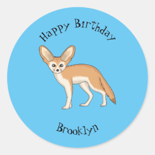 Fennec fox Cartoon Illustration Runder Aufkleber