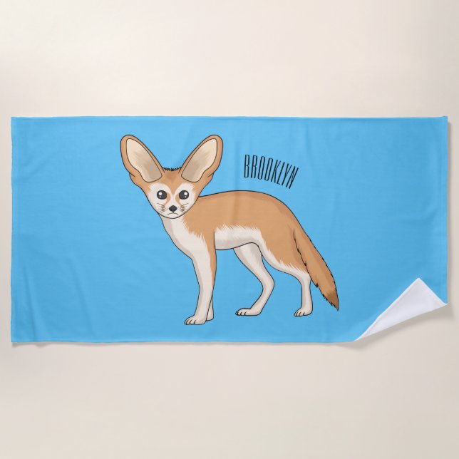 Fennec fox Cartoon Illustration Strandtuch (Vorderseite)