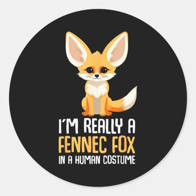 Fennec Fox Costume Girls Fox  Runder Aufkleber (Vorderseite)