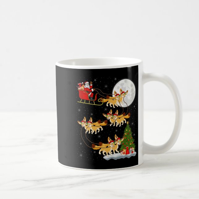 Fennec Fox Santa Sleigh Flying Funny Magical Chris Kaffeetasse (Rechts)