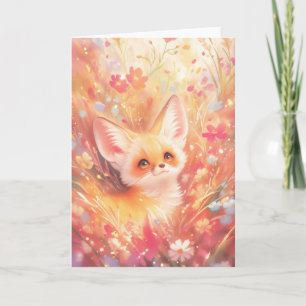 Fennec Fox umgeben von Sonnenblumenblüten Karte