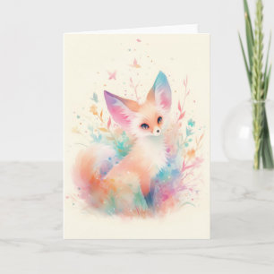 Fennec Fox unter den pastellfarbenen Blüten Karte