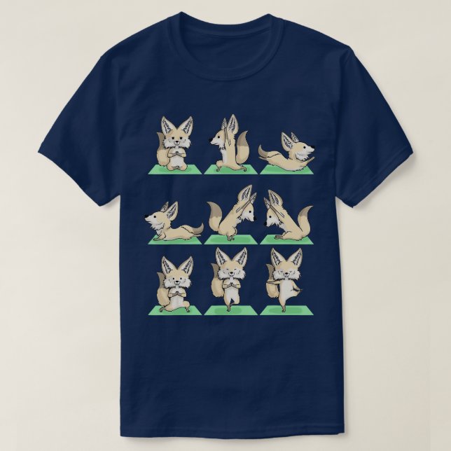 Fennec Fox Yoga Pose Zen Cute Workout Exercise Yog T-Shirt (Design vorne)