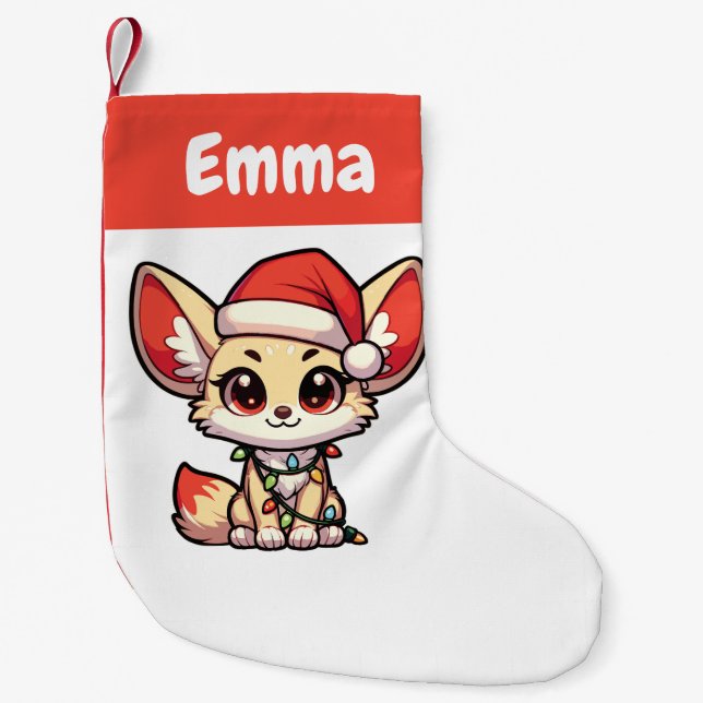 Fennec Frohe Weihnachts-Wintertiere Niedlich Fenne Kleiner Weihnachtsstrumpf (Vorderseite)