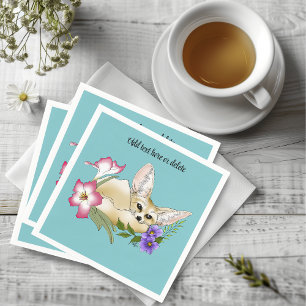 Fennek Fuchs Rosa Lila Blumen Süß Blau Botanisch Serviette