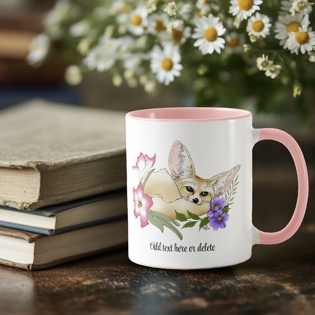 Fennek Fuchs Rosa Lila Blumen Süß Blau Botanisch Tasse (Von Creator hochgeladen)