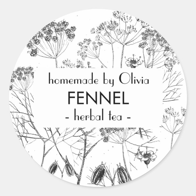Fennel Foeniculum vulgare Herbal Runder Aufkleber (Vorderseite)