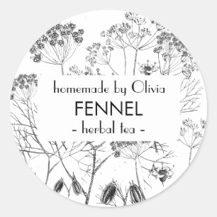 Fennel Foeniculum vulgare Herbal Runder Aufkleber