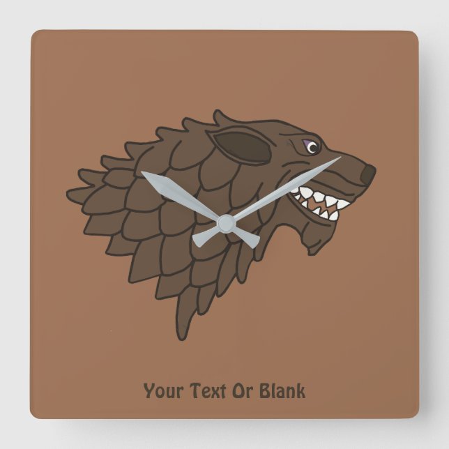 Fenrir/Fenriswolf Quadratische Wanduhr (Vorderseite)