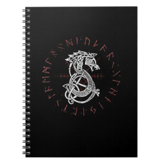 Fenrir Wolf Of Odin Celtic Norse Runes Distressed Notizblock