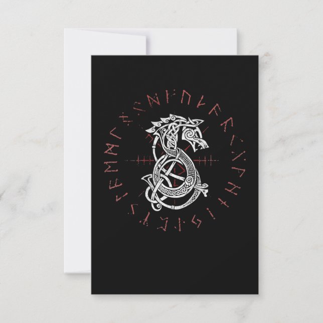 Fenrir Wolf von Odin keltischen Norse Runen erschü Dankeskarte (Vorderseite)