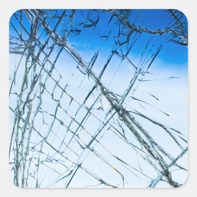 Fenster abgebrochen quadratischer aufkleber (Vorderseite)