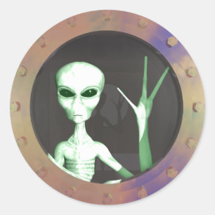 Fenster Alien Runder Aufkleber