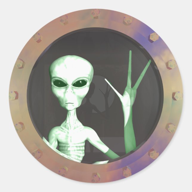Fenster Alien Runder Aufkleber (Vorderseite)