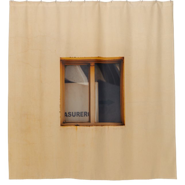 FENSTER AUS GERAHMTEM HOLZ DUSCHVORHANG (Vorderseite)