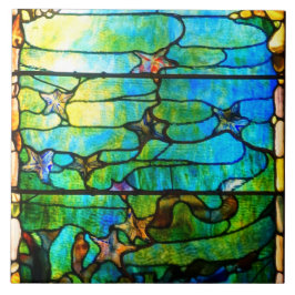 Fenster aus gestanztem Glas mit Blick auf das Sees Fliese