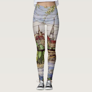 FENSTER AUS GLAS VON PARIS FRANKREICH 2 LEGGINGS