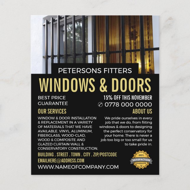 Fenster & Bars, Fenster & Türen Fitter Company Flyer (Vorne)