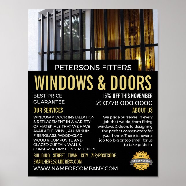 Fenster & Bars, Fenster & Türen Fitter Company Poster (Vorne)