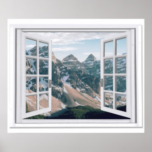 Fenster "Berg Peaks View Fake" Poster