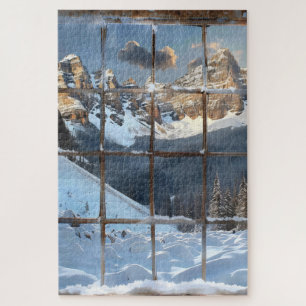 Fenster Blick Winter in Bergen