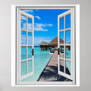 Fenster "Boardwalk Pier Ocean View Imitate" Poster