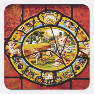 Fenster, das August, von Montigny darstellt Quadratischer Aufkleber