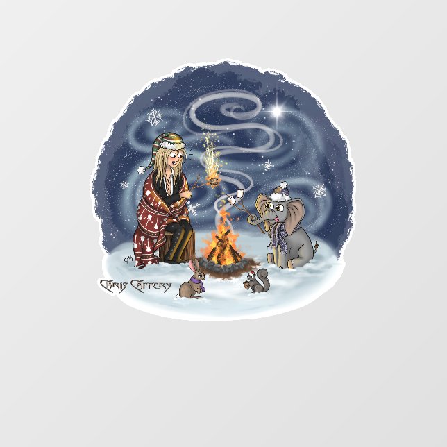 Fenster "Freunde des Weihnachtsmanns und Wilbur" Fensteraufkleber (Blatt)
