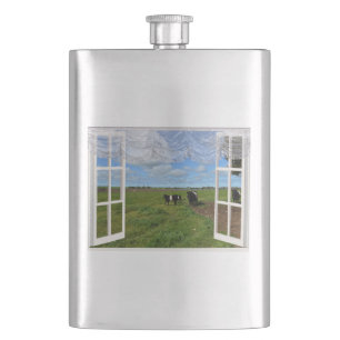 Fenster "Galloway Cows", Flasche "Hip" Flachmann