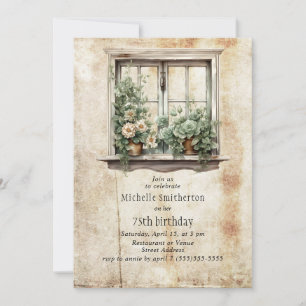 Fenster-Garten-Sukkulenten Rustikal 75. Geburtstag Einladung