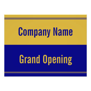 Fenster "Grand Opening Blue Gold Company Name Sign Fotodruck