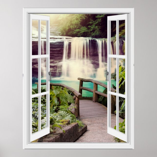 Fenster "Imitate für den Wasserfall auf dem Boardw Poster (Vorne)