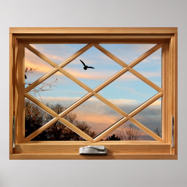 Fenster "Imitate für die Landansicht von Vögeln" i Poster (Vorne)