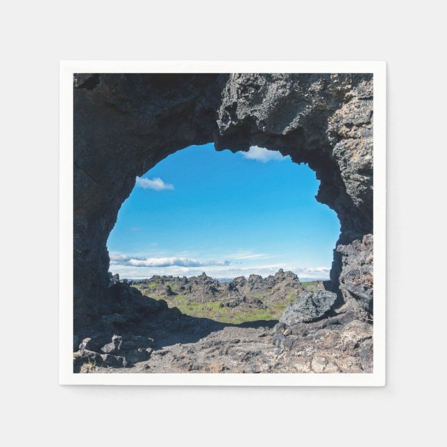 Fenster Lava bei Dimmuborgir, Myvatn Bereich - Isl Serviette (Vorderseite)