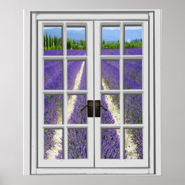 Fenster "Lavendelfeld anzeigen" Poster (Vorne)
