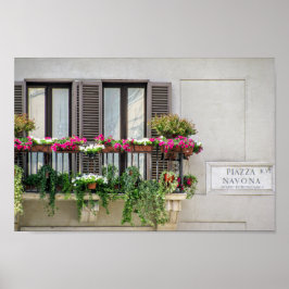 Fenster mit Blume (Italien) Poster