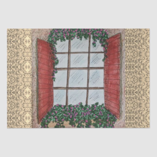 Fenster mit Shutters Seidenpapier (Vorderseite)