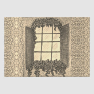 Fenster mit Shutters SEPIA Seidenpapier
