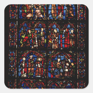 Fenster mit Szenen Quadratischer Aufkleber