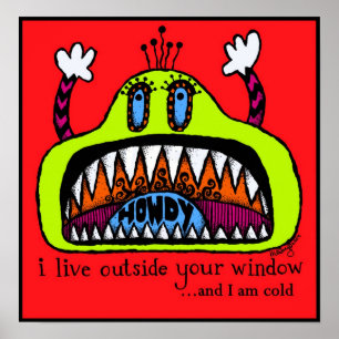 Fenster-Monster-Druck Poster