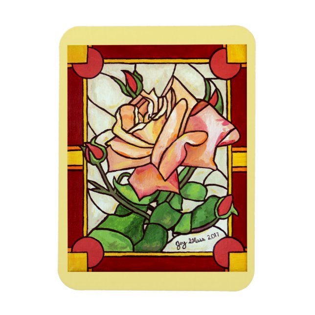 Fenster Rose Peach - Bildschirm Magnet (Vertikal)