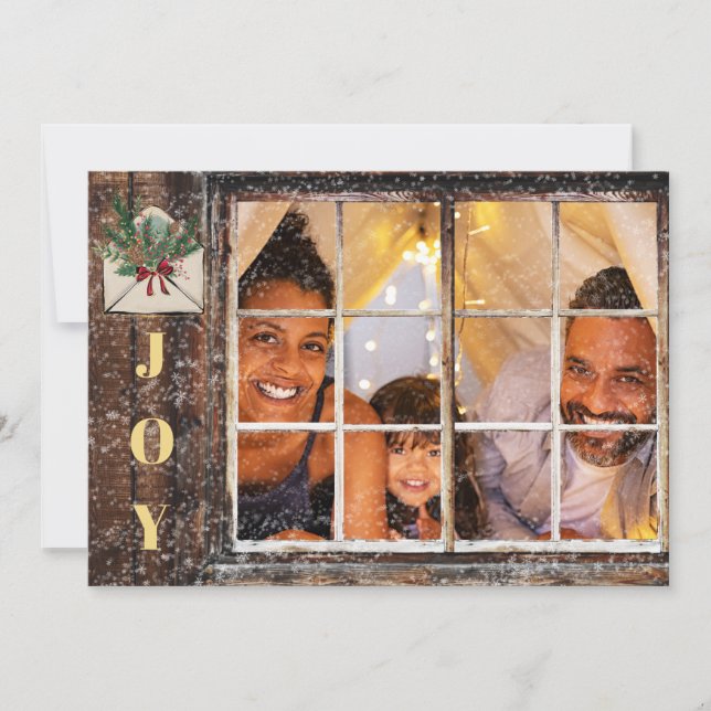 *~* Fenster Rustikales FOTO AP20 Weihnachtsfeierta Einladung (Vorderseite)