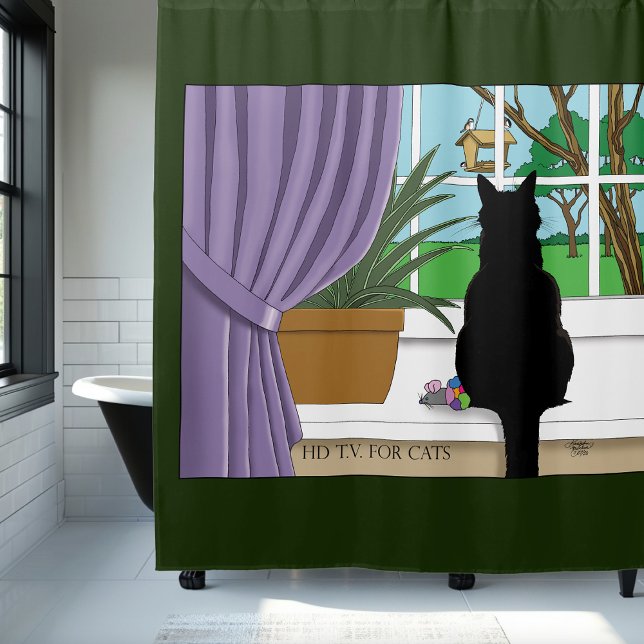 Fenster "Schwarze Katze aussehen" Duschvorhang (Von Creator hochgeladen)