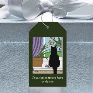 Fenster "Schwarze Katze aussehen" Geschenkanhänger
