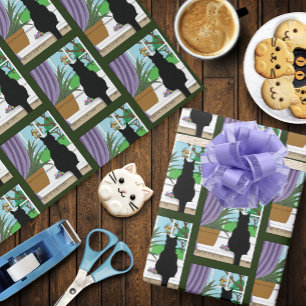 Fenster "Schwarze Katze aussehen" Geschenkpapier