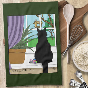 Fenster "Schwarze Katze aussehen" Geschirrtuch
