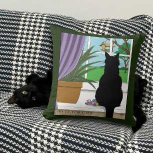 Fenster "Schwarze Katze aussehen" Kissen