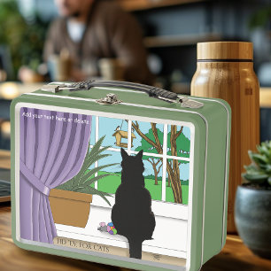 Fenster "Schwarze Katze aussehen" Metall Brotdose