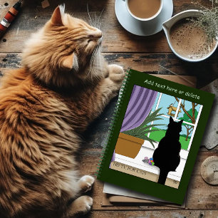 Fenster "Schwarze Katze aussehen" Notizbuch