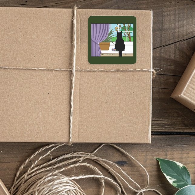 Fenster "Schwarze Katze aussehen" Quadratischer Aufkleber (Von Creator hochgeladen)